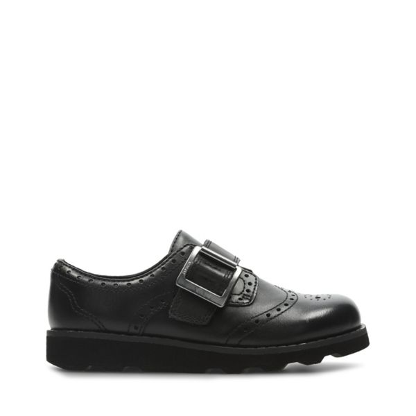 Clarks Girls Crown Pride School Shoes Black | CA-5984621